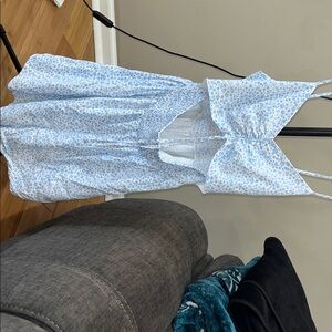 Blue Floral Sleeveless Romper